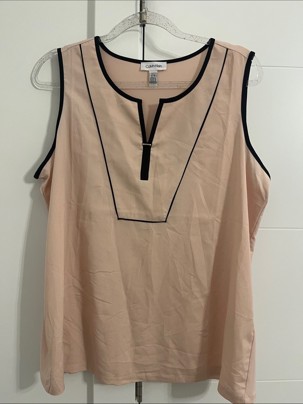 Calvin Klein Blush Pink Sleeveless Top with Black Trim